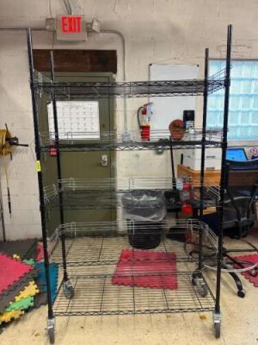 FIVE TIER METAL SHELF ON WHEELS