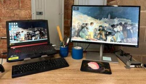 ACER LAPTOP WITH ADDITIONAL MONITOR AND MOUNT