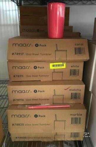 APPROX. (11) BOXES OF ASSORTED COLORED TUMBLERS