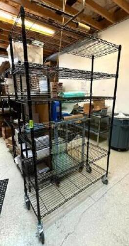 6-TIER METAL SHELVING UNIT ON CASTERS