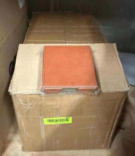 BOX OF COASTERS WITH LEATHER CASE