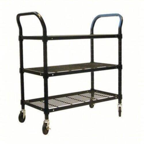 DESCRIPTION: (1) HEAVY-DUTY UTILITY CART WITH FLUSH WIRE SHELVES BRAND/MODEL: PRODUCT NUMBER #2HDJ3 INFORMATION: 800 LB CAPACITY, SWIVEL RETAIL$: $215