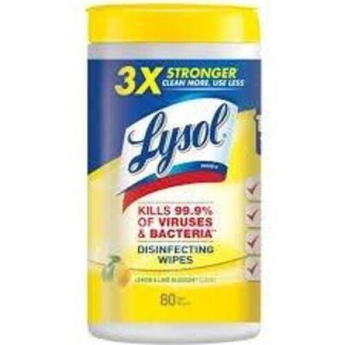 DESCRIPTION: (6) DISINFECTING WIPES BRAND/MODEL: LYSOL INFORMATION: LEMON, 240 WIPES RETAIL$: $10.00 EA QTY: 6