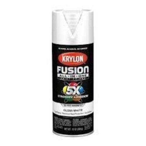 DESCRIPTION: (6) PAINT AND PRIMER BRAND/MODEL: KRYLON FUSION INFORMATION: GLOSS WHITE SIZE: 12 OZ RETAIL$: $7.79 EA QTY: 6