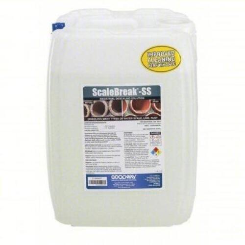 DESCRIPTION: (1) SCALE REMOVER BRAND/MODEL: GOODWAY #490W77 SIZE: ScaleBreak, 5 gal, Bottle, Hydrochloric Acid Active Ingredient, Liquid Form RETAIL$: