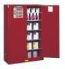 DESCRIPTION: (1) FLAMMABLES STORAGE SAFETY CABINETBRAND/MODEL: JUSTRITE #894511INFORMATION: RED, EMPTY, NO ITEMS INCLUDED WITH CABINETSIZE: 60 GAL CAPACITY,&nbsp;65" H x 43" W x 18" DRETAIL$: $1750.00 EAQTY: 1