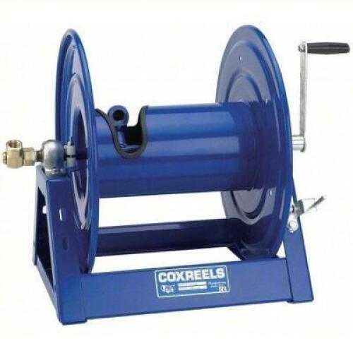 DESCRIPTION: (1) HAND CRANK HOSE REEL BRAND/MODEL: COXREELS #5FYD7 INFORMATION: BLUE, BRASS SIZE: 175 FT (3/4 IN I.D.), 17 5/8 IN L X 23 3/8 IN W X 18