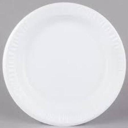 DESCRIPTION: (1) CASE OF (500) DINNER PLATES BRAND/MODEL: DART #13E896 INFORMATION: WHITE RETAIL$: $86.19 SIZE: 10 IN ROUND QTY: 1