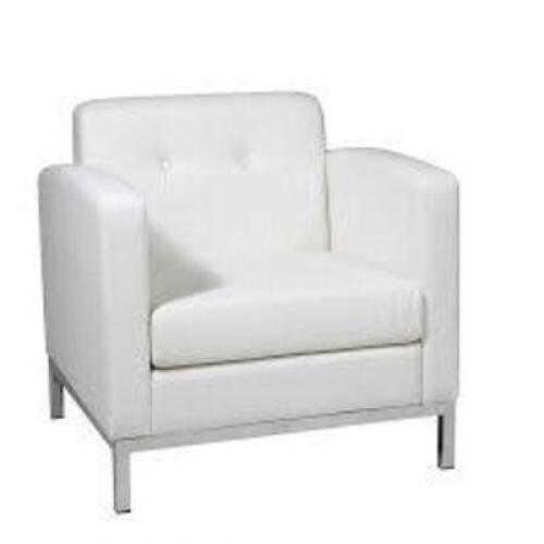 DESCRIPTION: (1) FAUX LEATHER ARMCHAIR BRAND/MODEL: AVE #WST51A-W32 INFORMATION: WHITE RETAIL$: $401.99 EA QTY: 1