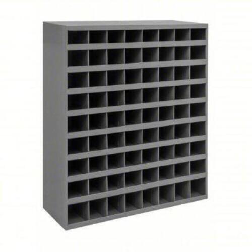 DESCRIPTION: (1) PIGEONHOLE BIN UNIT BRAND/MODEL: DURHAM #3W127 INFORMATION: GRAY SIZE: 34" X 12" X 42", 72 COMPARTMENTS RETAIL$: $312.09 EA QTY: 1