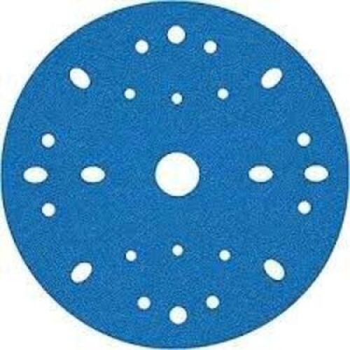 DESCRIPTION: (2) BOXES OF (50) ABRASIVE DISC MULTI-HOLE BRAND/MODEL: 3M #36184 INFORMATION: BLUE SIZE: 6" RETAIL$: $40.65 EA QTY: 2