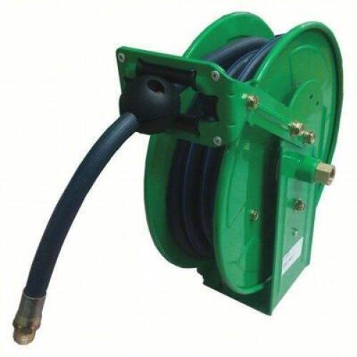 DESCRIPTION: (1) HOSE REEL BRAND/MODEL: SPEEDAIRE #45UZ37 INFORMATION: GREEN, 1/4 IN MNPT, 300 PSI MAX OP PRESSURE, BRASS SIZE: 50 FT (1/4 IN I.D.) RE