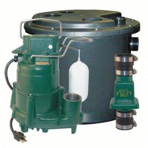 DESCRIPTION: (1) SINK DRAIN PUMP SYSTEM BRAND/MODEL: ZOELLER #5CZG1 INFORMATION: 1/2 HP HP, 9.4 A AMPS, 72 GPM FLOW RATE @ 5 FT. OF HEAD, CAST IRON RE