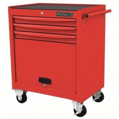 DESCRIPTION: (1) ROLLING TOOL CABINET BRAND/MODEL: WESTWARD #48RJ73 INFORMATION: RED. STEEL, BALL BEARING SIZE: 28-3/4" X 18" X 33-7/8" RETAIL$: $303.
