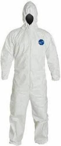 DESCRIPTION: (1) PACK OF (50) HOODED DISPOSABLE COVERALLS BRAND/MODEL: DUPONT TYVEK #6LY36 INFORMATION: WHITE SIZE: 2XL RETAIL$: $258.66 EA QTY: 1