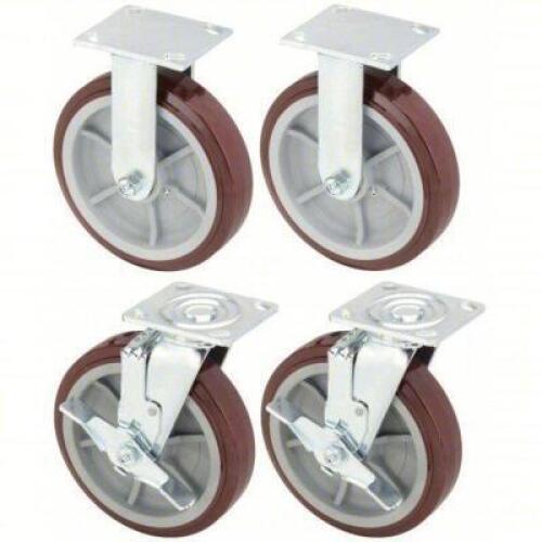 DESCRIPTION: (1) STANDARD PLATE CASTER KIT BRAND/MODEL: GREENLEE #449U05 INFORMATION: (2) RIGID, (2) SWIVEL SIZE: 8" WHEEL DIAMETER RETAIL$: $307.44 E