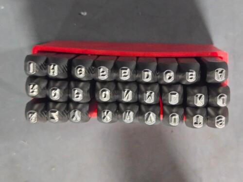 DESCRIPTION: (2) SETS OF HD LETTER STEEL STAMPS BRAND/MODEL: UNKOWN 1F103C SIZE: 3/32" QTY: 2