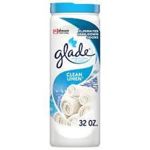 DESCRIPTION: (4) CARPET AND ROOM FRESHENER BRAND/MODEL: GLADE SC JOHNSON INFORMATION: CLEAN LINEN SIZE: 32 OZ RETAIL$: $2.65 EA QTY: 4