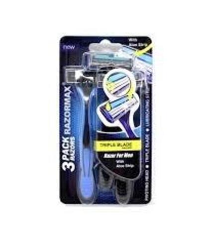 DESCRIPTION: (5) PACKS OF (3) MENS RAZORS WITH ALOE STRIP BRAND/MODEL: RAZORMAX INFORMATION: BLUE SIZE: 3 BLADES RETAIL$: $6.50 EA QTY: 5