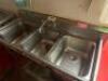 THREE WELL STAINLESS POT SINK W/ SINGLE FAUCET. - 3