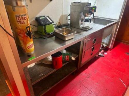 100" STAINLESS PREP TABLE WITH DRAWERS