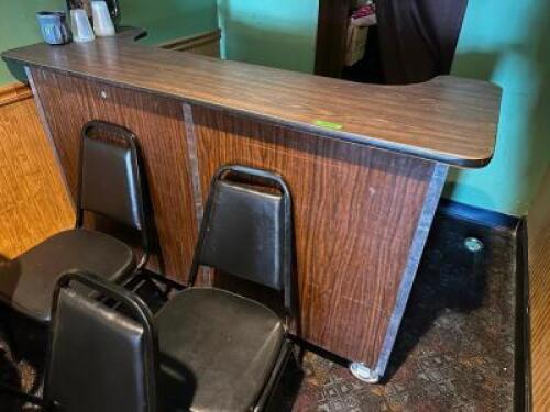 60" LAMINATE WOOD PORTABLE BAR.