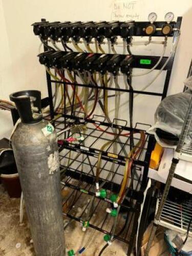 BAG AND BOX RACK W/ CO2 CYLINDER.