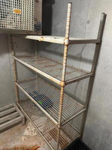 (4) 48" X 14" FOUR TIER WIRE SHELVES.