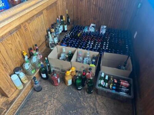 LARGE ASSORTMENT OF BEER AND OPENED LIQUOR BOTTLES