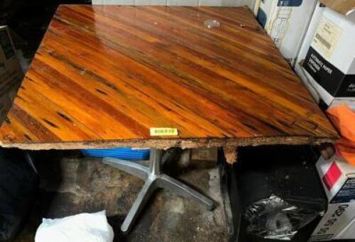 30" X 30" WOODEN TABLE W/ BASE.