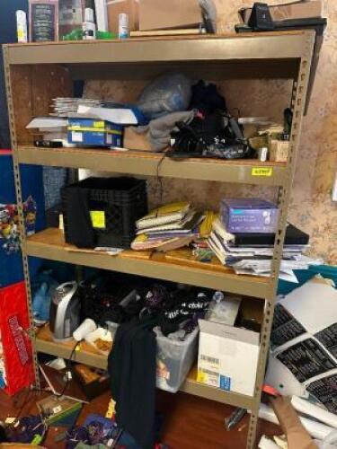48" FOUR TIER METAL SHELF AND CONTENTS - OFFICE SUPPLIES