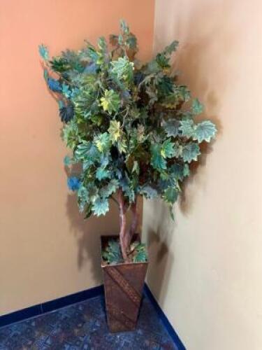 SMALL FAKE TREE W/ BASKET.
