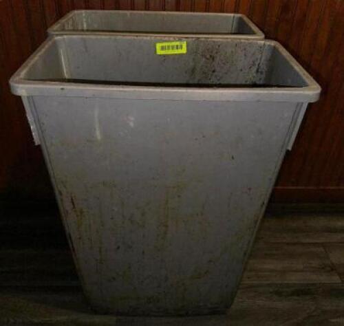 (2) 20 GALLON BAR SIDE TRASH CANS