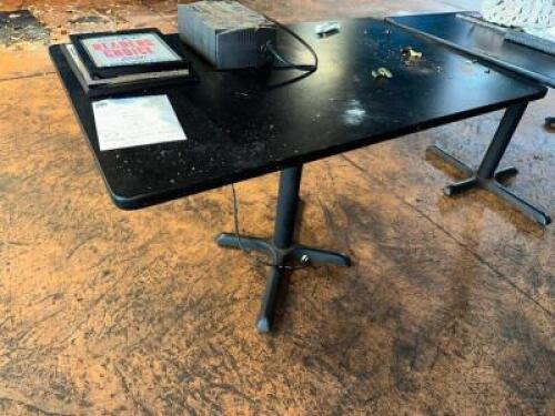 (3) 48" X 30" BLACK TABLES W/ BASES.