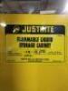 DESCRIPTION: (1) FLAMMABLE STORAGE CABINETBRAND/MODEL: JUSTRITE #25450INFORMATION: YELLOW, STEEL, 2 DOORSIZE: 45 GALLON, 18" X 43" X 65"RETAIL$: $1750.00 EAQTY: 1 - 2