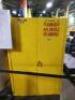 DESCRIPTION: (1) FLAMMABLE STORAGE CABINETBRAND/MODEL: JUSTRITE #25450INFORMATION: YELLOW, STEEL, 2 DOORSIZE: 45 GALLON, 18" X 43" X 65"RETAIL$: $1750.00 EAQTY: 1 - 3