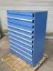 DESCRIPTION: (1) MODULAR DRAWER CABINET TOOL BOXBRAND/MODEL: LISTAINFORMATION: BLUEISH GRAY, 10 DRAWER, NEEDS WORK, SEE INSPECTIONSIZE: 40" W X 22.5" L X 59" HRETAIL$: $1299.48 EAQTY: 1