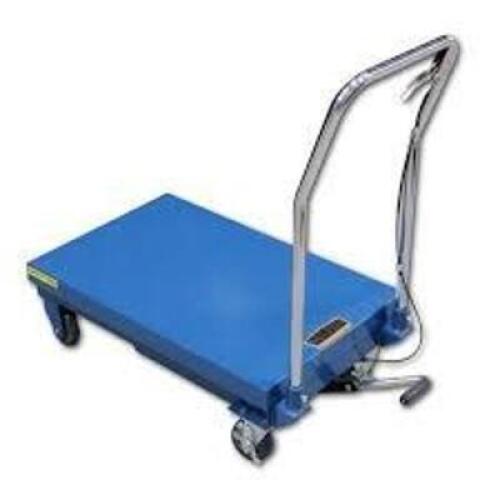 DESCRIPTION: (1) MANUAL MOBILE SCISSOR LIFT TABLE BRAND/MODEL: BAILEIGH INDUSTRIAL #31XU05 INFORMATION: BLUE SIZE: 32" X 20", 660 LB LIMIT RETAIL$: $8