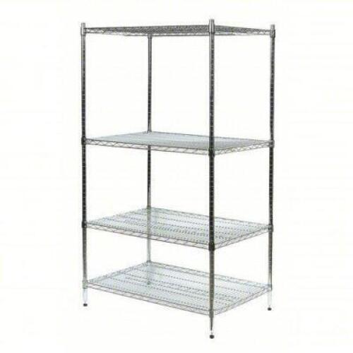 DESCRIPTION: (1) WIRE SHELVING UNIT BRAND/MODEL: PRODUCT NUMBER #1PGF7 INFORMATION: 4 SHELVES, DRY, SILVER SIZE: 72 IN X 24 IN, 63 IN OVERALL HT RETAI