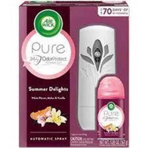 DESCRIPTION: (2) AUTOMATIC AIR FRESHENER SPRAY KIT BRAND/MODEL: AIR WICK INFORMATION: SUMMER DELIGHTS RETAIL$: $25.14 EA QTY: 2