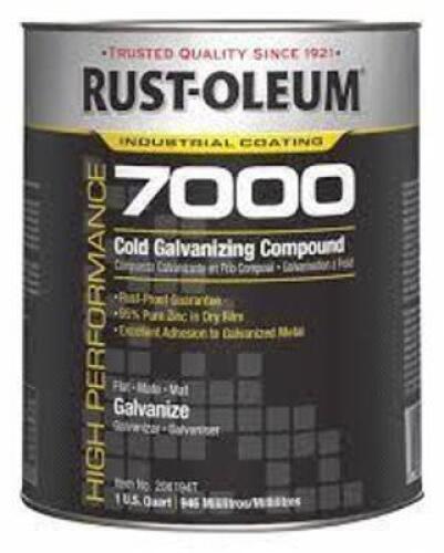 DESCRIPTION: (2) INTERIOR EXTERIOR COLD GALVANIZING COMPOUND BRAND/MODEL: RUST-OLEUM #3BU17 INFORMATION: MATE GALVANIZE RETAIL$: $56.29 EA SIZE: 1 QT