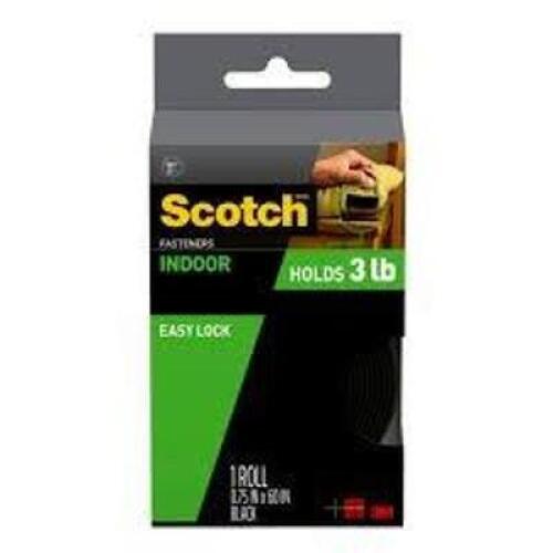 DESCRIPTION: (12) INDOOR FASTENERS BRAND/MODEL: 3M #RF4741 INFORMATION: BLACK SIZE: 3/4" X 5' RETAIL$: $9.99 EA QTY: 12