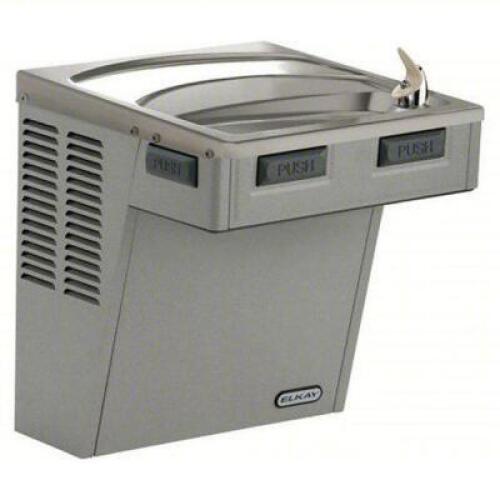 DESCRIPTION: (1) SINGLE DRINKING FOUNTAIN BRAND/MODEL: ELKAY #2KLF1 INFORMATION: ON-WALL, REFRIGERATED, GRAY, NON-FILTERED SIZE: 20 5/8 IN HT RETAIL$: