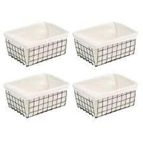 DESCRIPTION: (2) BOX OF (4) WIRE STORAGE BASKETS INFORMATION: CHROME SIZE: LARGE RETAIL$: $29.66 TOTAL QTY: 2
