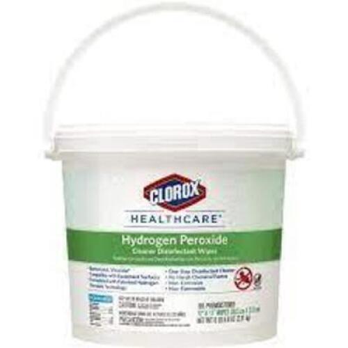 DESCRIPTION: (2) HYDROGEN PEROXIDE CLEANER DISINFECTANT WIPES BRAND/MODEL: CLOROX HEALTHCARE RETAIL$: $65.99 EA SIZE: 185 WIPES PER CANISTER QTY: 2
