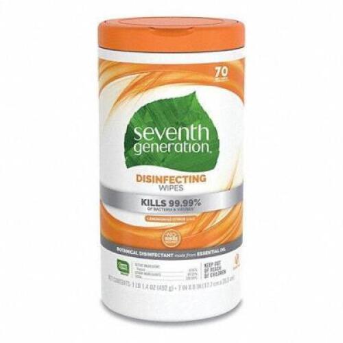 DESCRIPTION: (6) DISINFECTING WIPES BRAND/MODEL: SEVENTH GENERATION #22C559 RETAIL$: $85.79 TOTAL SIZE: 7X8 QTY: 6