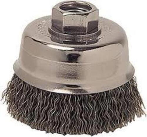 DESCRIPTION: (1) KNOT CUP BRUSH BRAND/MODEL: WEILER #3H593 INFORMATION: TWISTED STEEL SIZE: 6 IN DIA, 0.014 IN FILL DIA, 5/8"-11 ARBOR RETAIL$: $102.0