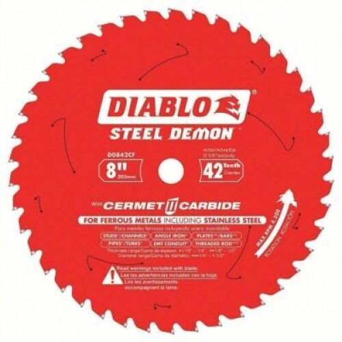 DESCRIPTION: (1) CIRCULAR SAW BLADES BRAND/MODEL: DIABLO #52XF48 INFORMATION: RED SIZE: 8" / 42 TEETH RETAIL$: $200.00 EA QTY: 1
