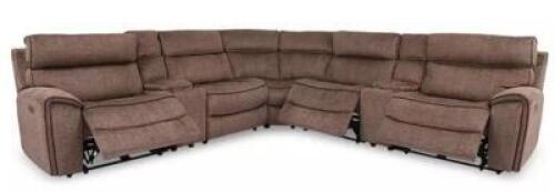 BROWN FABRIC POWER RECLINING SECTIONAL