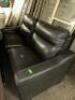 GRAY LEATHER POWER RECLINING LOVESEAT - 3